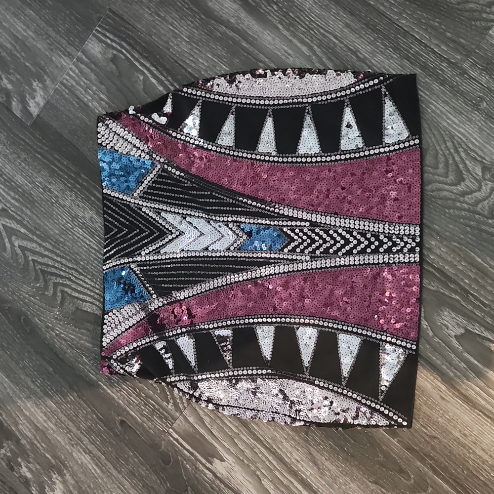 Express Black, Silver, Blue, Purple Sequin Mini Skirt XS - Picture 3 of 3